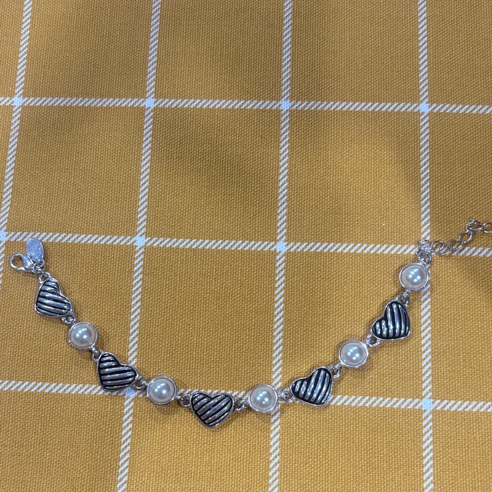 Vintage Heart/Pearl Silver Bracelet - Premier Designs